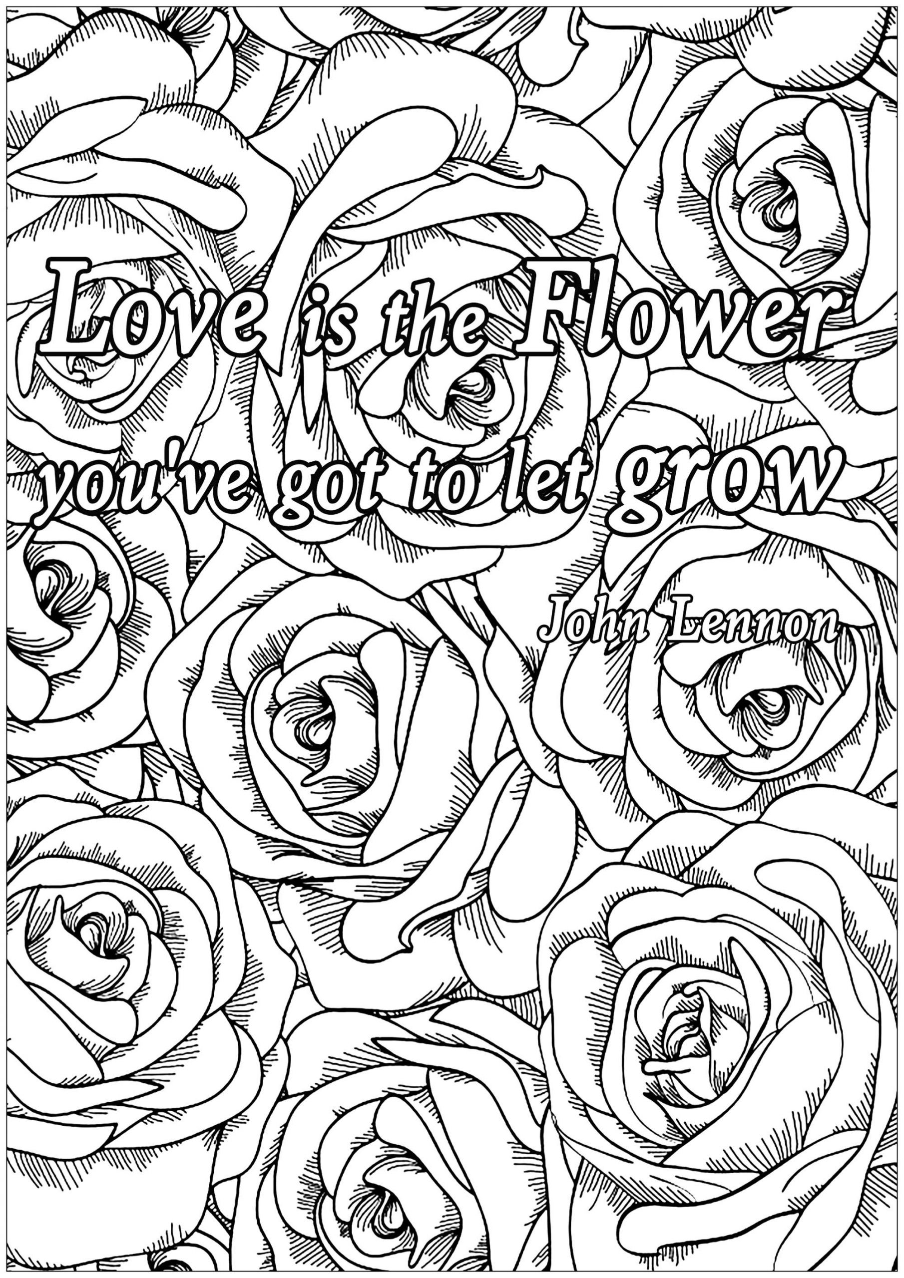 Coloring Pages For Adults Love
 Love is the flower Quotes Adult Coloring Pages