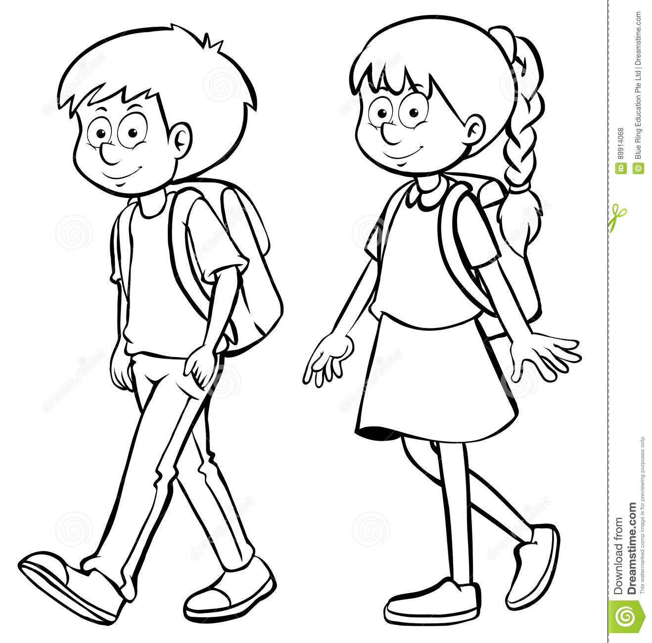 Coloring Pages For Boys And Girls
 Human Outline For Boy And Girl Stock Illustration