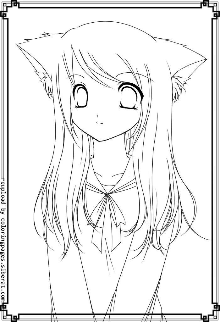Coloring Pages For Girls Cute
 Cute Anime Coloring Pages Cat Girl