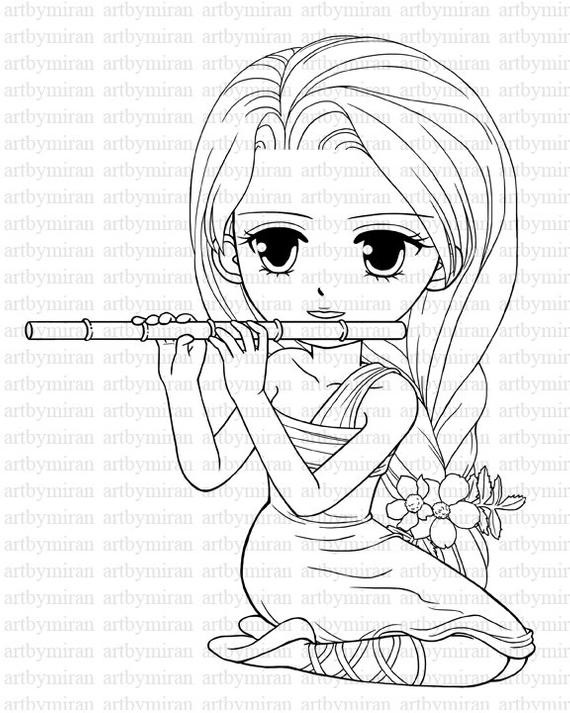 Coloring Pages For Girls Cute
 Digi Stamp Serenade Pretty Girl Coloring page Big by