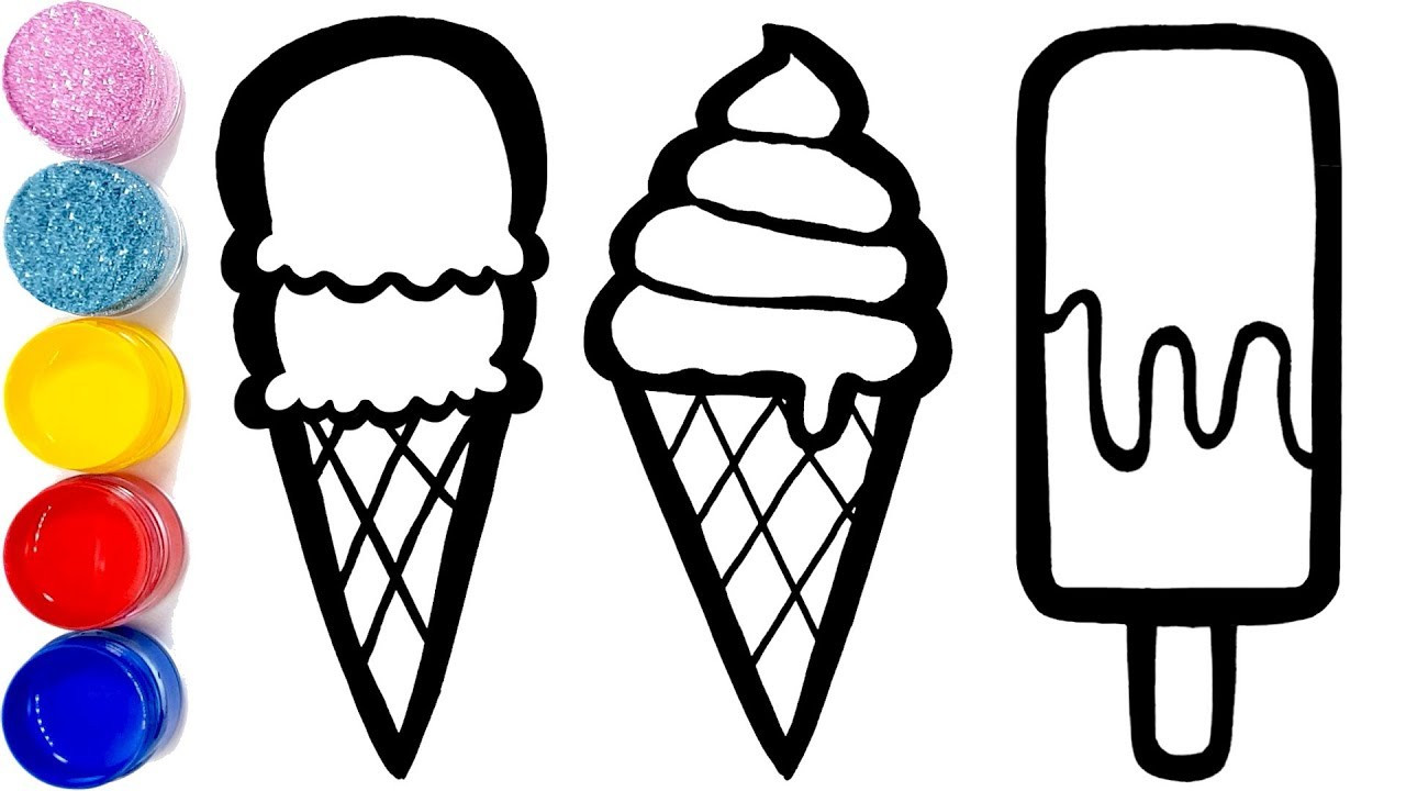 Coloring Pages For Kids Ice Cream
 Glitter ice cream coloring and drawing Learn colors with