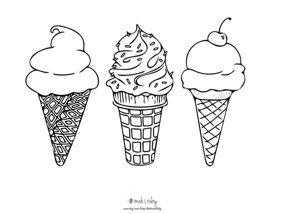 Coloring Pages For Kids Ice Cream
 PRINTABLE COLORING SHEET Instant Download Ice Cream by