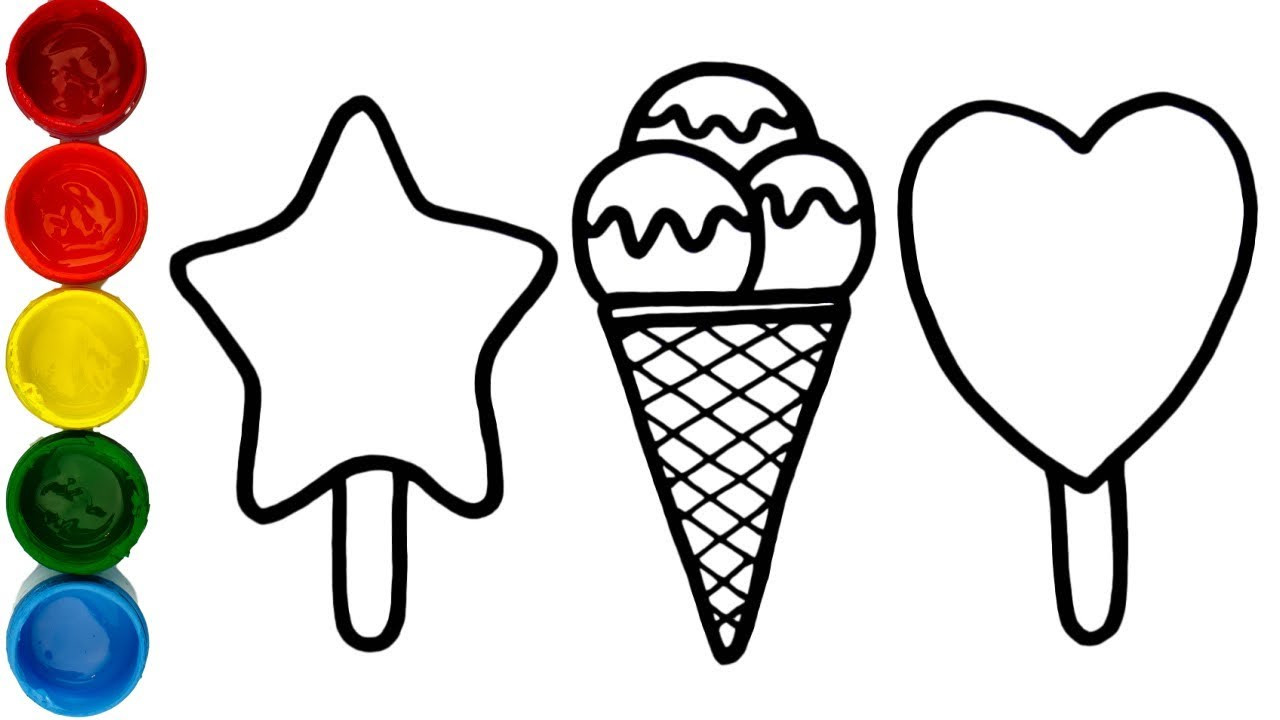 Coloring Pages For Kids Ice Cream
 Tempera Sticks Drawings How to Draw 3 types of Ice Cream