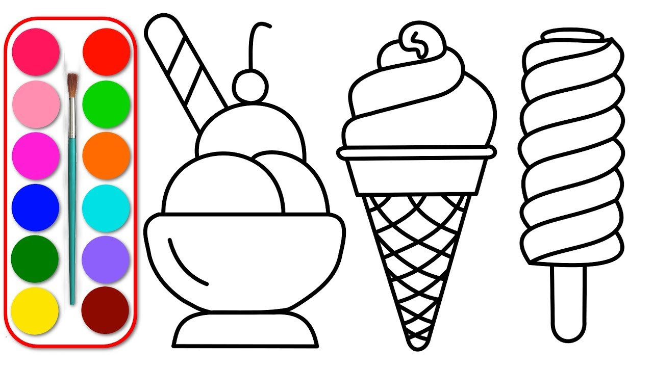 Coloring Pages For Kids Ice Cream
 Ice Cream Drawing & Coloring For Kids