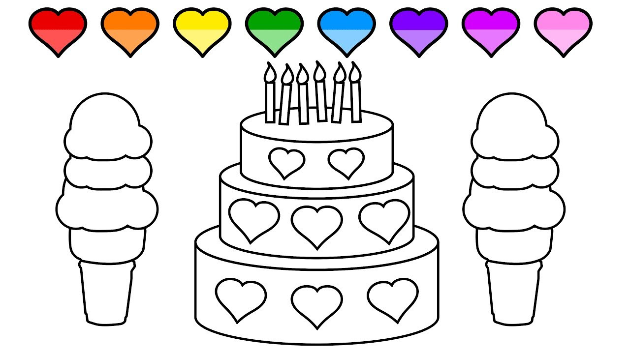 Coloring Pages For Kids Ice Cream
 Learn Colors for Kids and Color this Ice Cream Cake