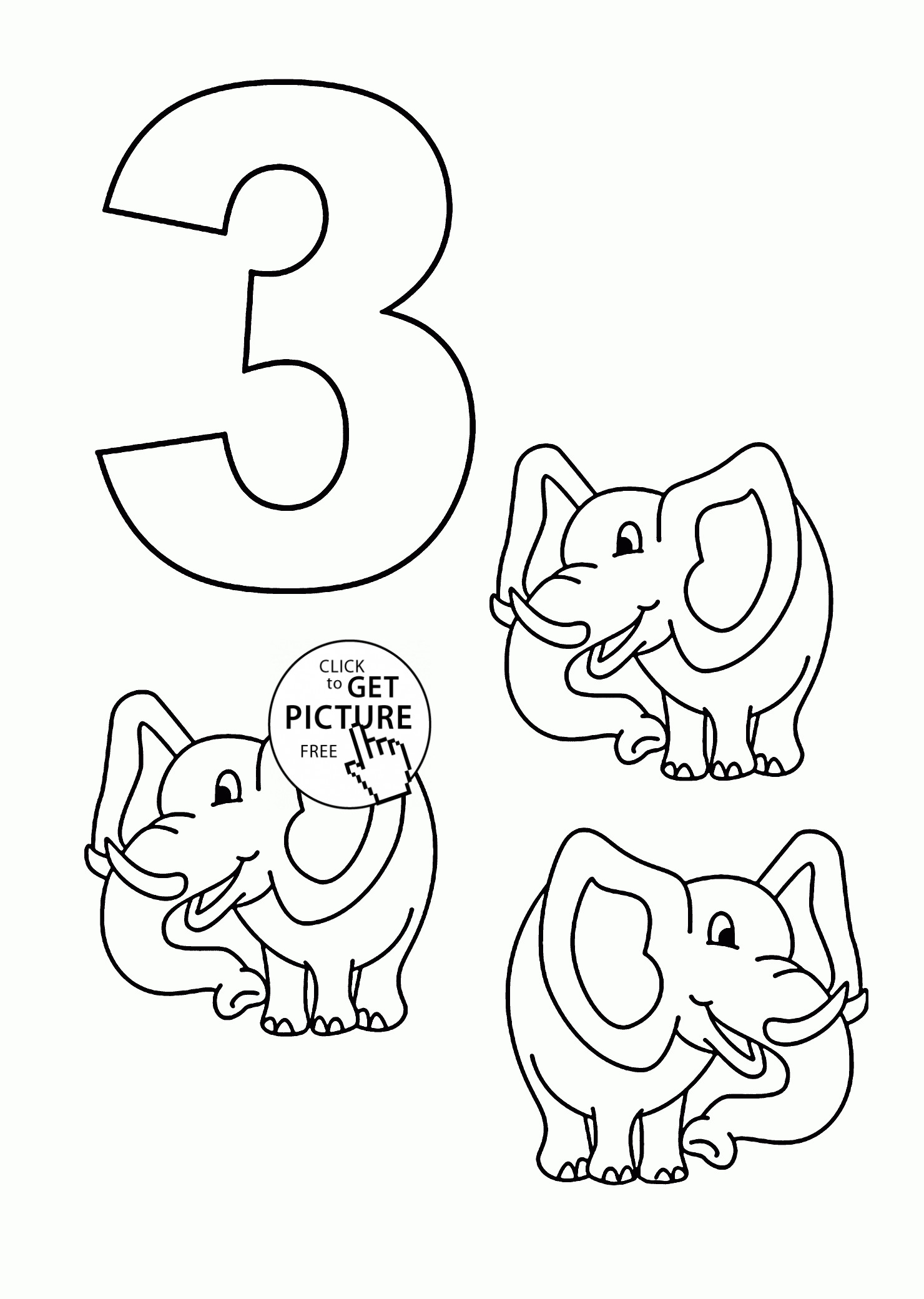 Coloring Pages For Kids Numbers
 Number 3 coloring pages for kids counting sheets