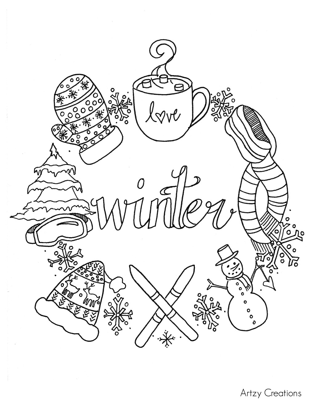 Coloring Pages For Kids Winter
 Free Winter Coloring Page artzycreations