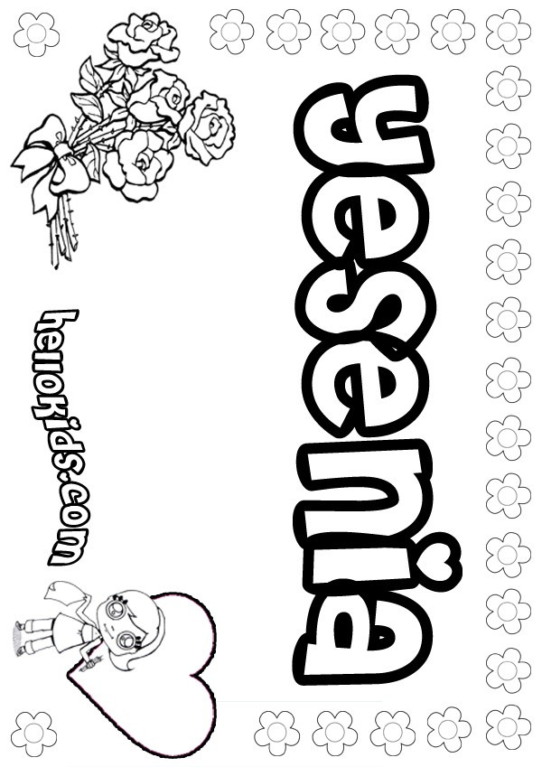 Coloring Pages Girls Names
 girls name coloring pages Yesenia girly name to color