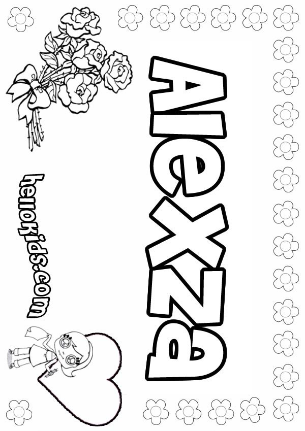 Coloring Pages Girls Names
 girls name coloring pages Alexza girly name to color