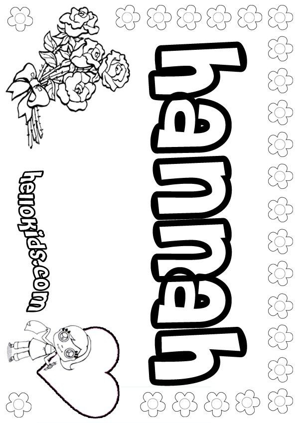Coloring Pages Girls Names
 hannah coloring pages