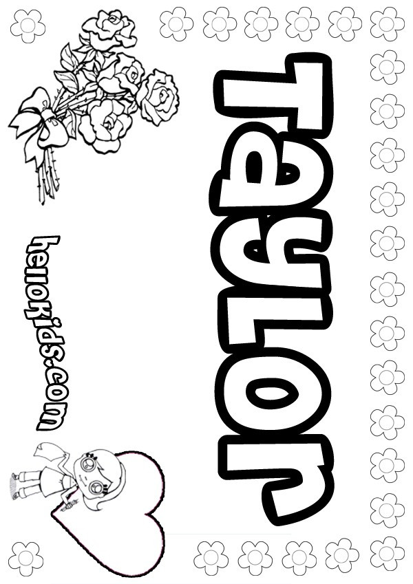 Coloring Pages Girls Names
 girls name coloring pages Taylor girly name to color