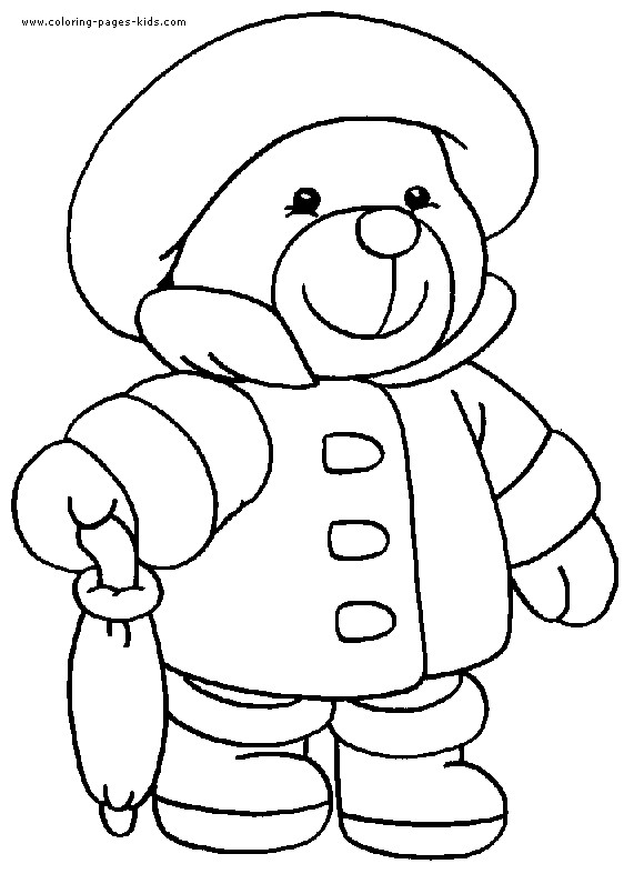 Coloring Pages Kids.Com
 Teddy bear with rain clothes color page