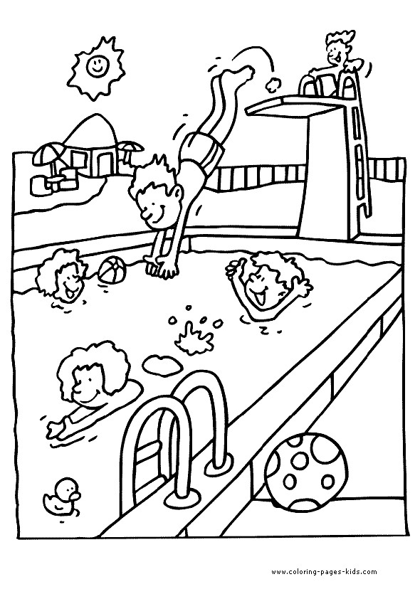 Coloring Pages Kids.Com
 Swimming pool coloring page for kids
