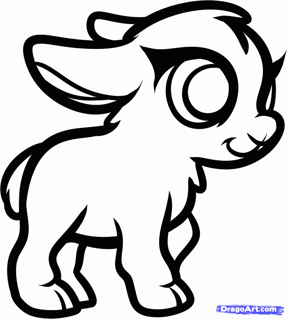 Coloring Pages Of Cute Baby Animals
 How to Draw a Baby Goat Step by Step Farm animals