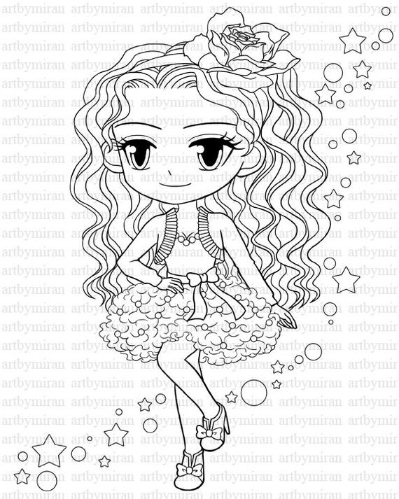 Coloring Pages Of Girls
 Digital StampStar Pretty Girl Coloring page Big eyed by