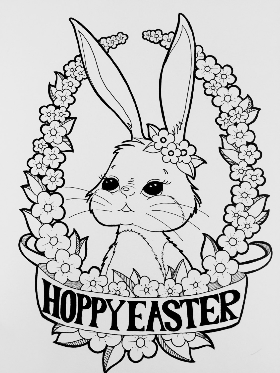 Coloring Sheet Printables
 Digital Coloring Page Happy Easter Bunny Coloring Page
