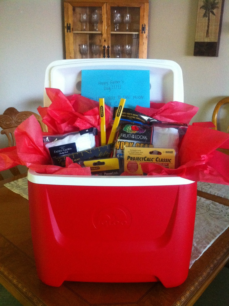 Cooler Gift Basket Ideas
 Use a cooler as a t basket to fill with new tools for