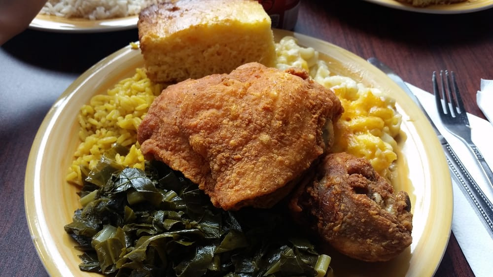 Cornbread Mac And Cheese
 Fried Chicken with Mac and cheese yellow rice collard