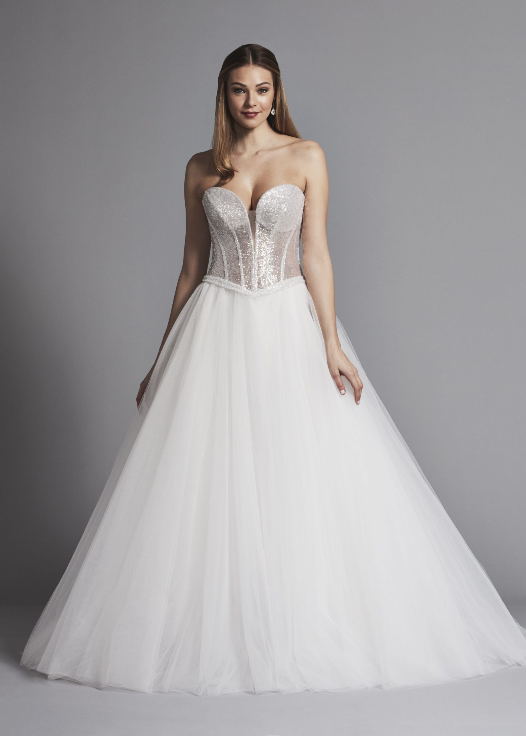 Corset Wedding Dress
 Glitter Strapless Ball Gown Wedding Dress With Corset