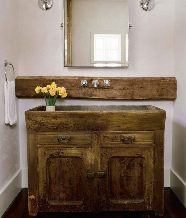 Country Bathroom Sinks
 Salvaged Wood Sink Vanity Country bathroom Chatelaine