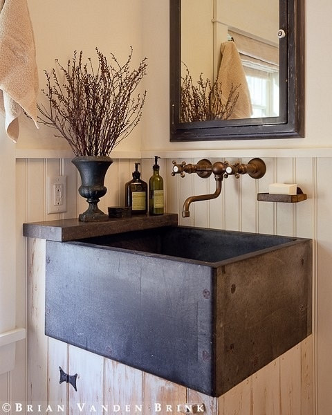 Country Bathroom Sinks
 Rustic Powder farmhouse sink vanity