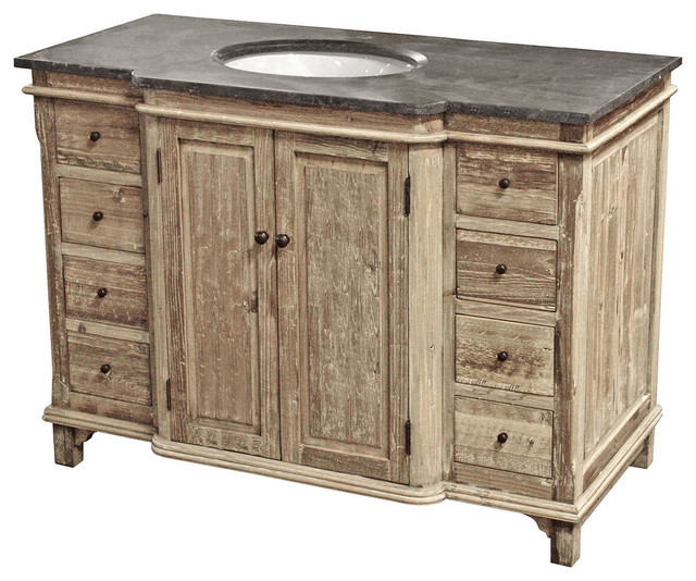 Country Bathroom Sinks
 Sinclar French Country Reclaimed Pine Wash Blue Stone