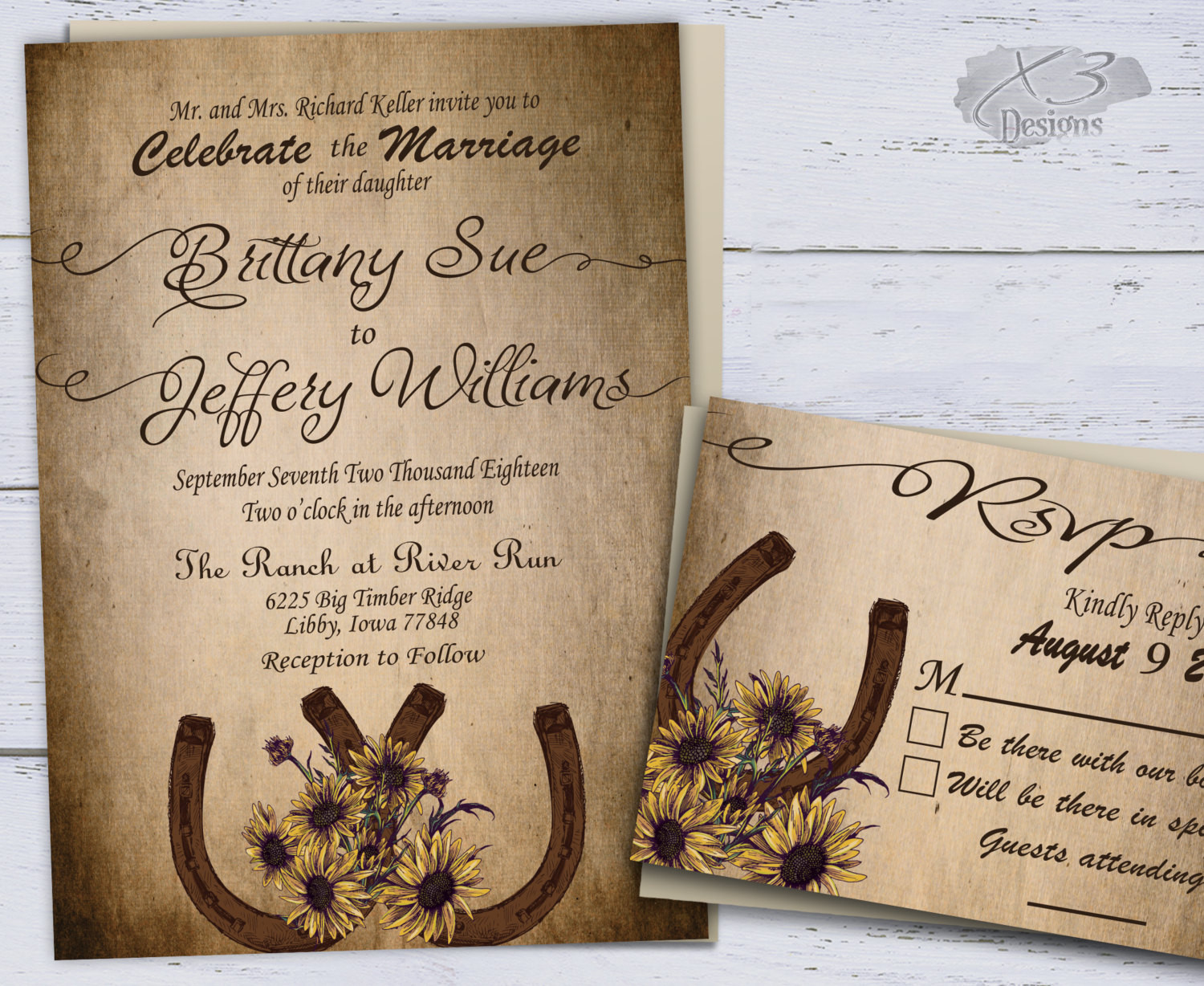 Country Wedding Invitations
 Sunflower Country Wedding Invitations Printable Rustic