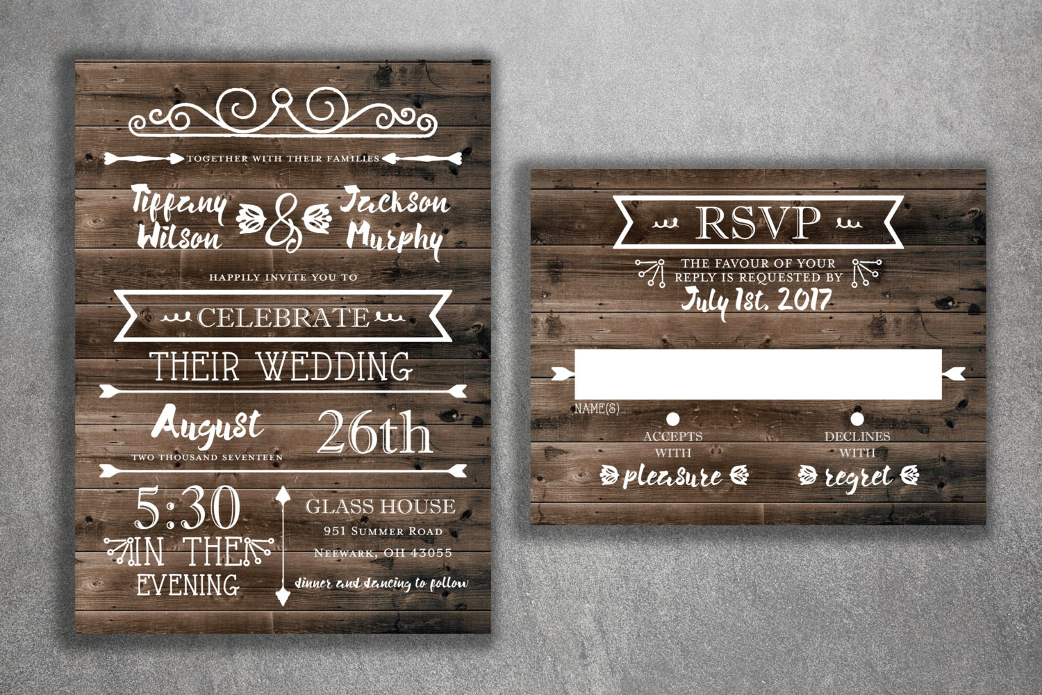 Country Wedding Invitations
 Country Wedding Invitations Set Printed Rustic Wedding