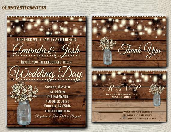Country Wedding Invitations
 Rustic Wedding Invitation Printable Country by
