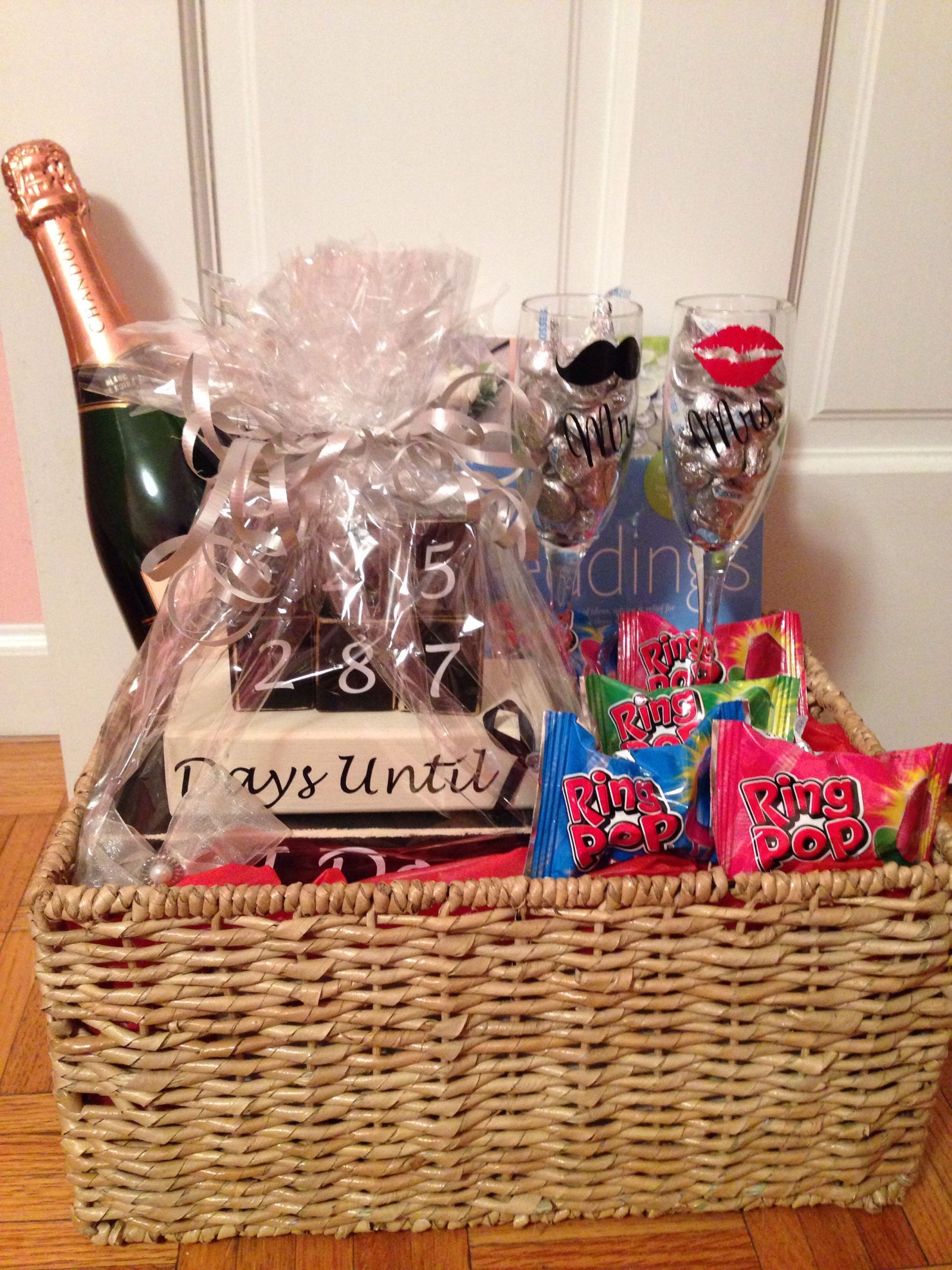 Couple Gift Basket Ideas
 engagement t basket champagne glasses countdown to
