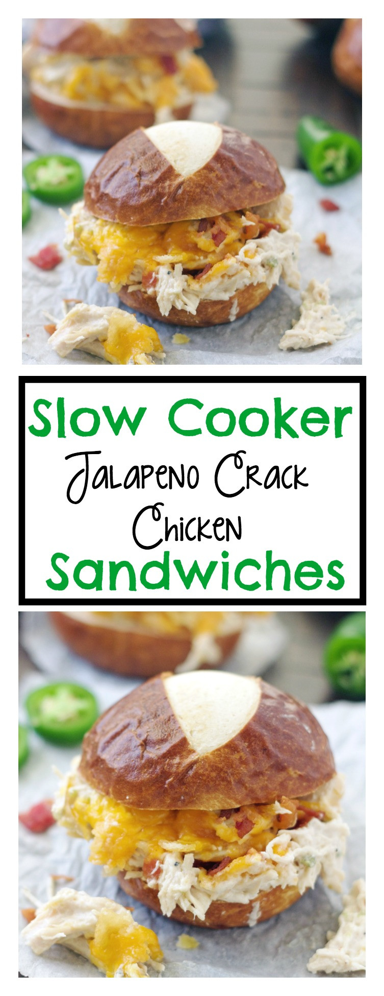 Crack Chicken Sandwiches
 Slow Cooker Jalapeño Chicken Sandwiches – 5 Boys Baker