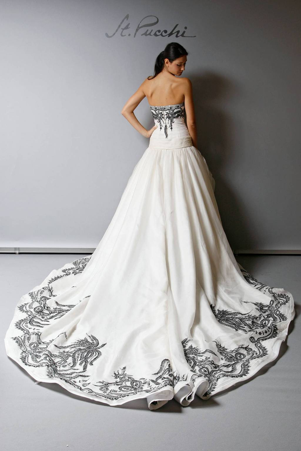 Cream Wedding Dresses
 2013 Wedding Dress St Pucchi Bridal cream with black