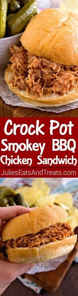 Crock Pot Shredded Chicken Sandwiches
 Crock Pot Smokey BBQ Shredded Chicken Sandwich Recipe