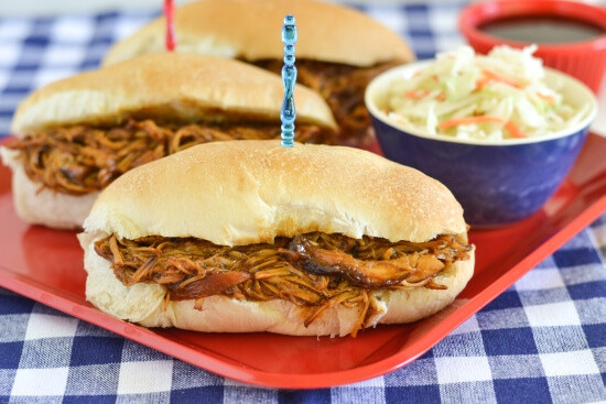 Crock Pot Shredded Chicken Sandwiches
 20 Dinner and Side Dish Ideas Link Party Features I