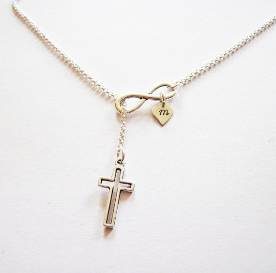 Cross And Infinity Necklace
 Personalized Infinity Necklace Cross and Infinity Necklace Y