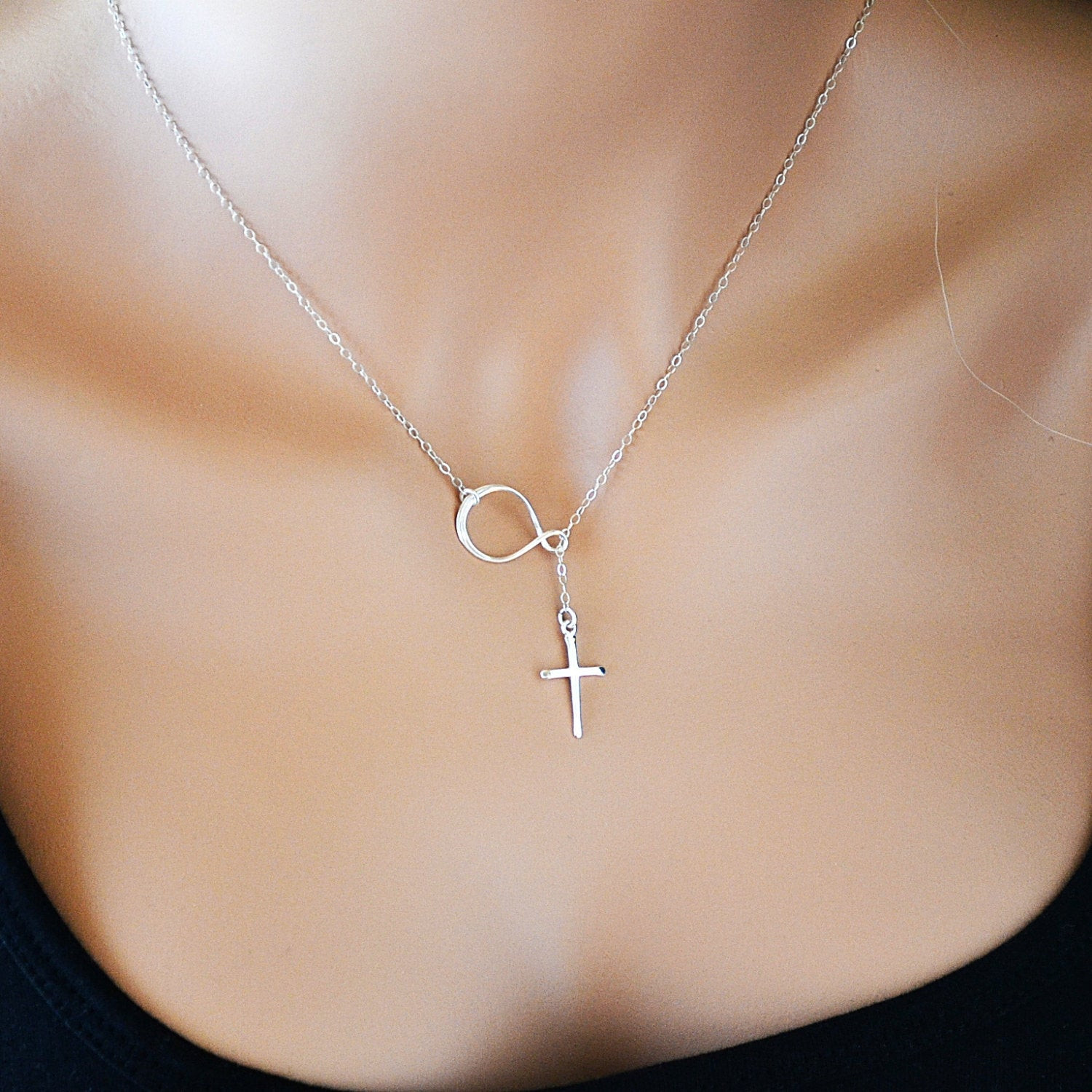 Cross And Infinity Necklace
 Rose Gold Infinity Cross Necklace Sterling Silver Infinity