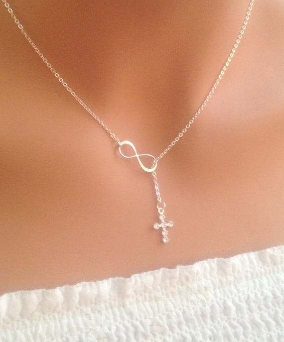 Cross And Infinity Necklace
 LUCKY SALE Infinity and Cross Sterling Silver by