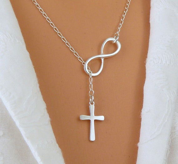 Cross And Infinity Necklace
 STERLING SILVER Infinity and Cross Necklace by SaraAndJane
