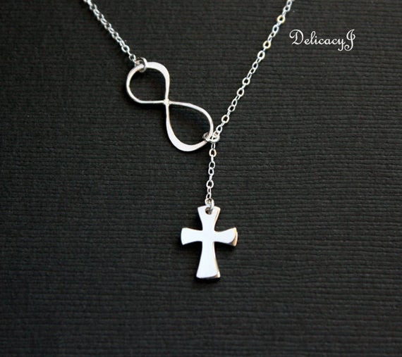 Cross And Infinity Necklace
 Cross Infinity Necklace Sterling Silver Cross by DelicacyJ