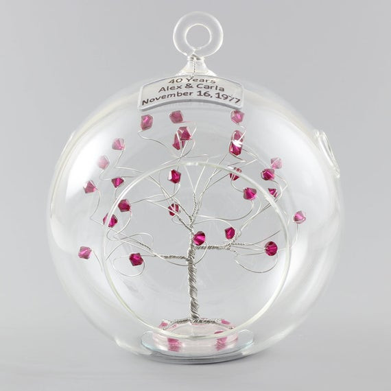 Crystal Anniversary Gift Ideas
 40th Anniversary Gift Personalized Ornament Ruby