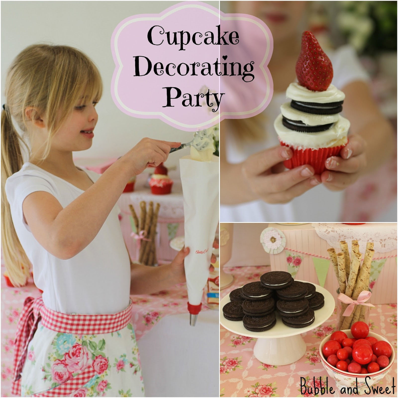 Cupcake Birthday Party
 Bubble and Sweet How to Host a Cupcake Decorating
