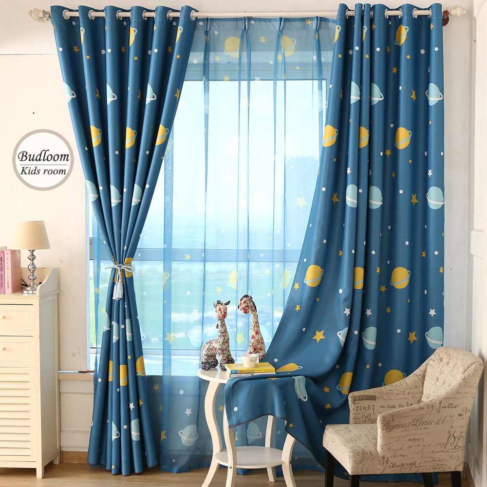 Curtains For Boys Bedroom
 Cartoon Blue Planet Star Curtains For Kids Room Lovely