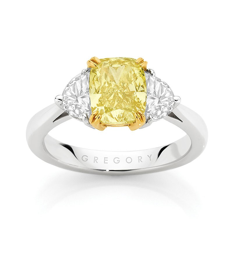 Cushion Cut Yellow Diamond Engagement Rings
 Cushion cut fancy yellow diamond engagement ring Rings