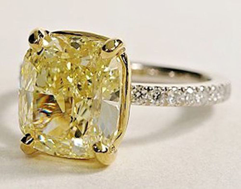 Cushion Cut Yellow Diamond Engagement Rings
 Platinum 2 05Ct Cushion Cut Canary Diamond Engagement Ring