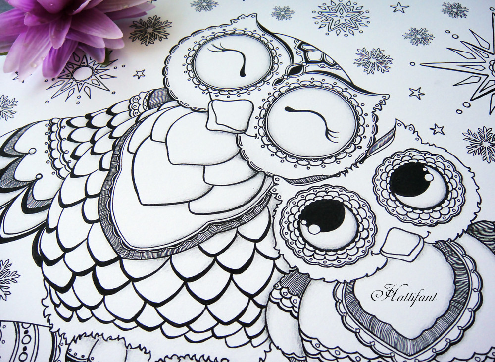 Cute Baby Owl Coloring Pages
 Owl Family Love Coloring Page Hattifant