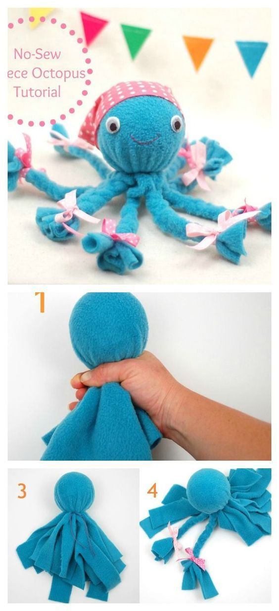 Cute Easy Crafts For Kids
 DIY No Sew Fleece Octopus Craft