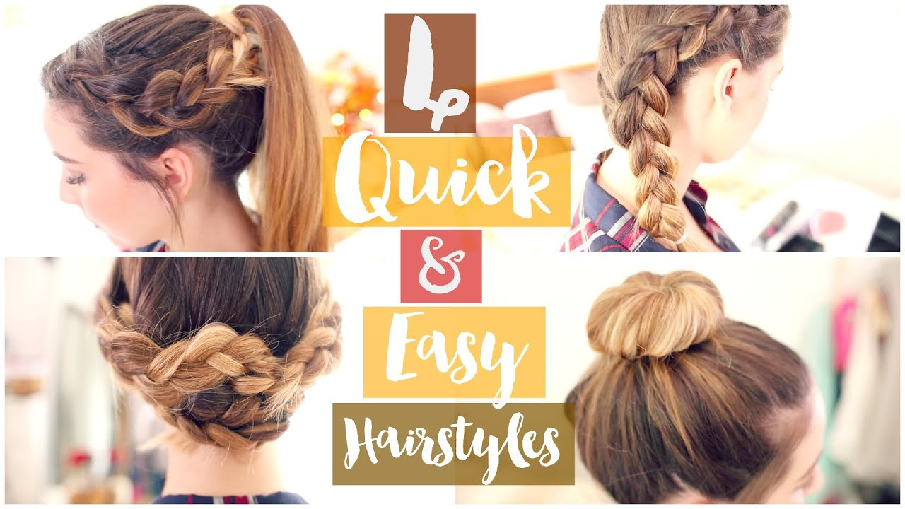 Cute Easy Fast Hairstyles
 How To 4 Quick & Easy Hairstyles