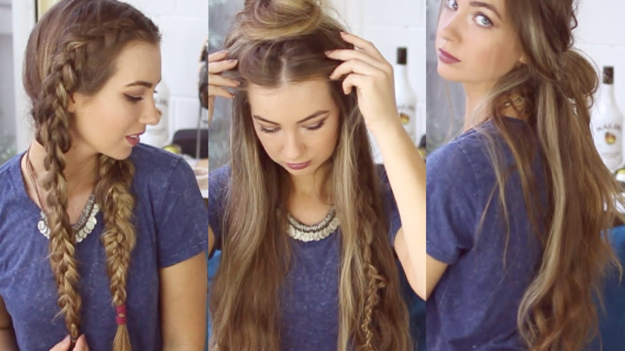 Cute Easy Fast Hairstyles
 3 QUICK AND EASY BOHO HAIRSTYLES Cute Heatless
