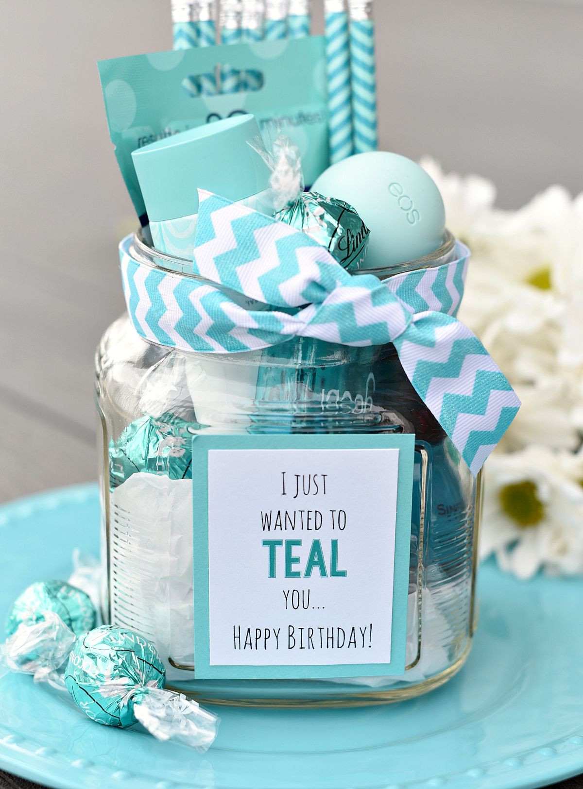 Cute Gift Basket Ideas For Friends
 Teal Birthday Gift Idea for Friends