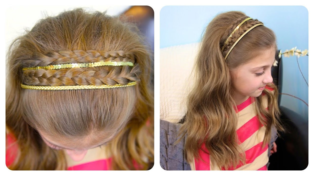 Cute Girl Hairstyles
 Double Braid Sparkly Headband